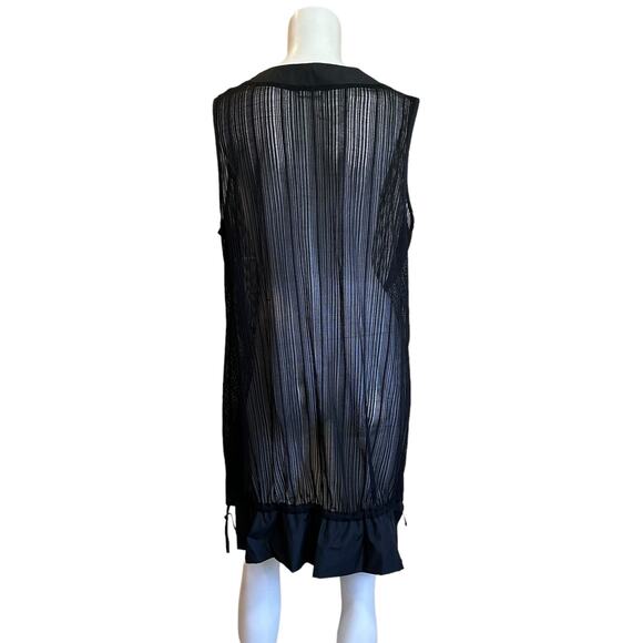 Naya Black Mesh Waistcoat Large Button Lagenlook Avant Garde Vest Sz2=M NWT $365 - Picture 4 of 16